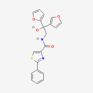molecular formula C20H16N2O4S B2359612 N-[2-(furan-2-yl)-2-(furan-3-yl)-2-hydroxyethyl]-2-phenyl-1,3-thiazole-4-carboxamide CAS No. 2034482-22-7