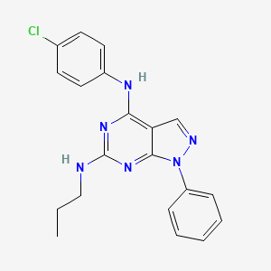 molecular formula C20H19ClN6 B2359639 N4-(4-chlorophenyl)-1-phenyl-N6-propyl-1H-pyrazolo[3,4-d]pyrimidine-4,6-diamine CAS No. 946348-16-9