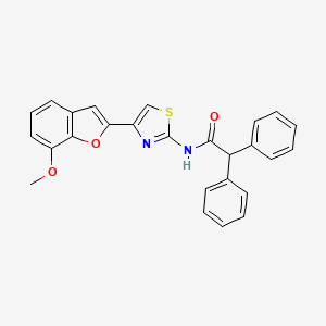 molecular formula C26H20N2O3S B2359695 N-[4-(7-methoxy-1-benzofuran-2-yl)-1,3-thiazol-2-yl]-2,2-diphenylacetamide CAS No. 921869-78-5