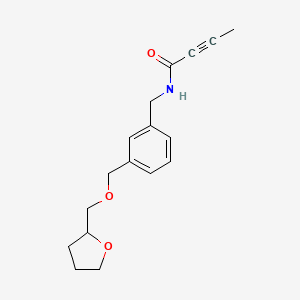 molecular formula C17H21NO3 B2359701 N-[[3-(Oxolan-2-ylmethoxymethyl)phenyl]methyl]but-2-ynamide CAS No. 2411230-58-3