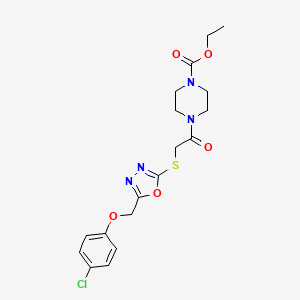 molecular formula C18H21ClN4O5S B2359714 ethyl 4-[2-({5-[(4-chlorophenoxy)methyl]-1,3,4-oxadiazol-2-yl}sulfanyl)acetyl]piperazine-1-carboxylate CAS No. 851129-56-1