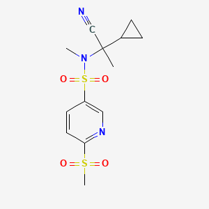 molecular formula C13H17N3O4S2 B2359759 N-(1-Cyano-1-cyclopropylethyl)-N-methyl-6-methylsulfonylpyridine-3-sulfonamide CAS No. 1825585-64-5