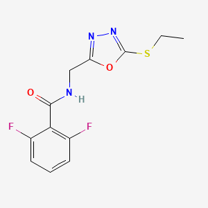 molecular formula C12H11F2N3O2S B2359764 N-{[5-(ethylsulfanyl)-1,3,4-oxadiazol-2-yl]methyl}-2,6-difluorobenzamide CAS No. 921085-69-0