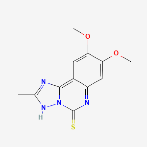 molecular formula C12H12N4O2S B2359810 8,9-dimethoxy-2-methyl-5H,6H-[1,2,4]triazolo[1,5-c]quinazoline-5-thione CAS No. 860610-66-8