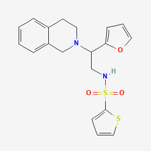 molecular formula C19H20N2O3S2 B2359891 N-(2-(3,4-dihydroisoquinolin-2(1H)-yl)-2-(furan-2-yl)ethyl)thiophene-2-sulfonamide CAS No. 898458-68-9
