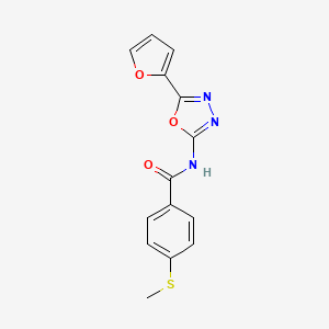 molecular formula C14H11N3O3S B2359900 N-(5-(furan-2-yl)-1,3,4-oxadiazol-2-yl)-4-(methylthio)benzamide CAS No. 896357-21-4