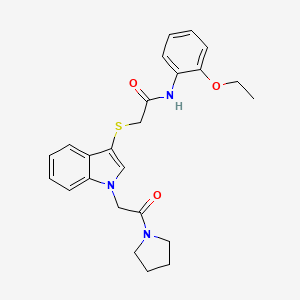 molecular formula C24H27N3O3S B2359916 N-(2-ETHOXYPHENYL)-2-({1-[2-OXO-2-(PYRROLIDIN-1-YL)ETHYL]-1H-INDOL-3-YL}SULFANYL)ACETAMIDE CAS No. 877658-87-2