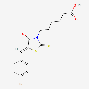 6-[(5Z)-5-[(4-bromophenyl)methylidene]-4-oxo-2-sulfanylidene-1,3-thiazolidin-3-yl]hexanoic acid