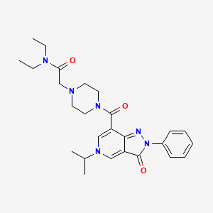N,N-diethyl-2-(4-(5-isopropyl-3-oxo-2-phenyl-3,5-dihydro-2H-pyrazolo[4,3-c]pyridine-7-carbonyl)piperazin-1-yl)acetamide