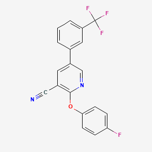 2-(4-Fluorophenoxy)-5-[3-(trifluoromethyl)phenyl]pyridine-3-carbonitrile