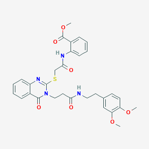 Methyl 2-(2-((3-(3-((3,4-dimethoxyphenethyl)amino)-3-oxopropyl)-4-oxo-3,4-dihydroquinazolin-2-yl)thio)acetamido)benzoate