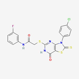 2-((3-(4-chlorophenyl)-7-oxo-2-thioxo-2,3,6,7-tetrahydrothiazolo[4,5-d]pyrimidin-5-yl)thio)-N-(3-fluorophenyl)acetamide