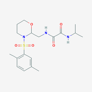 molecular formula C18H27N3O5S B2359996 N1-((3-((2,5-dimethylphenyl)sulfonyl)-1,3-oxazinan-2-yl)methyl)-N2-isopropyloxalamide CAS No. 872724-56-6