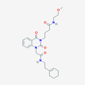 molecular formula C25H34N4O5 B2360020 4-[1-{2-[(2-cyclohex-1-en-1-ylethyl)amino]-2-oxoethyl}-2,4-dioxo-1,4-dihydroquinazolin-3(2H)-yl]-N-(2-methoxyethyl)butanamide CAS No. 899786-45-9