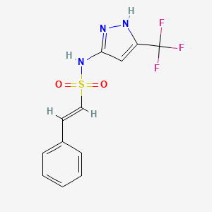 molecular formula C12H10F3N3O2S B2360028 (E)-2-Phenyl-N-[5-(trifluoromethyl)-1H-pyrazol-3-yl]ethenesulfonamide CAS No. 1488416-94-9