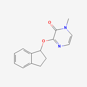 molecular formula C14H14N2O2 B2360029 3-(2,3-dihydro-1H-inden-1-yloxy)-1-methyl-1,2-dihydropyrazin-2-one CAS No. 2201354-43-8