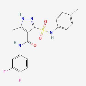 molecular formula C18H16F2N4O3S B2360031 N-(3,4-difluorophenyl)-3-methyl-5-[(4-methylphenyl)sulfamoyl]-1H-pyrazole-4-carboxamide CAS No. 1301766-56-2