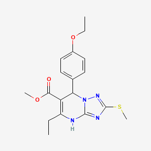 molecular formula C18H22N4O3S B2360034 Methyl 7-(4-ethoxyphenyl)-5-ethyl-2-(methylthio)-4,7-dihydro-[1,2,4]triazolo[1,5-a]pyrimidine-6-carboxylate CAS No. 909574-35-2