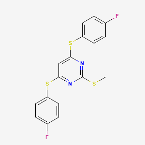 molecular formula C17H12F2N2S3 B2360038 4,6-Bis[(4-fluorophenyl)sulfanyl]-2-(methylsulfanyl)pyrimidine CAS No. 860650-70-0