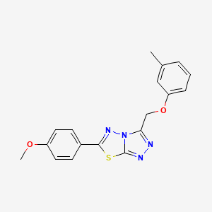 molecular formula C18H16N4O2S B2360040 6-(4-Methoxyphenyl)-3-((m-tolyloxy)methyl)-[1,2,4]triazolo[3,4-b][1,3,4]thiadiazole CAS No. 874463-80-6