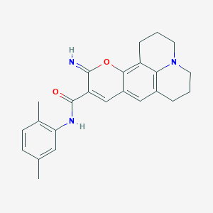 N-(2,5-dimethylphenyl)-4-imino-3-oxa-13-azatetracyclo[7.7.1.0^{2,7}.0^{13,17}]heptadeca-1,5,7,9(17)-tetraene-5-carboxamide