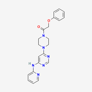 molecular formula C21H22N6O2 B2360056 2-Phenoxy-1-(4-(6-(pyridin-2-ylamino)pyrimidin-4-yl)piperazin-1-yl)ethanone CAS No. 1396584-45-4