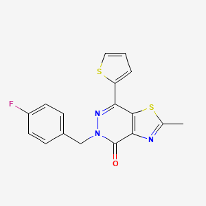 molecular formula C17H12FN3OS2 B2360058 5-(4-fluorobenzyl)-2-methyl-7-(thiophen-2-yl)thiazolo[4,5-d]pyridazin-4(5H)-one CAS No. 942004-66-2