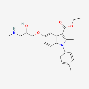 molecular formula C23H28N2O4 B2360098 ethyl 5-(2-hydroxy-3-(methylamino)propoxy)-2-methyl-1-(p-tolyl)-1H-indole-3-carboxylate CAS No. 923185-40-4