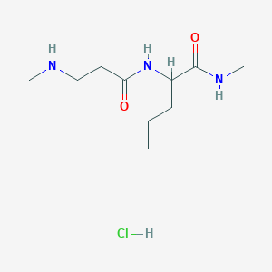 molecular formula C10H22ClN3O2 B2360104 N-甲基-2-[3-(甲基氨基)丙酰氨基]戊酰胺；盐酸盐 CAS No. 2567497-44-1