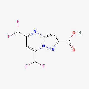molecular formula C9H5F4N3O2 B2360106 5,7-Bis(difluoromethyl)pyrazolo[1,5-a]pyrimidine-2-carboxylic acid CAS No. 438227-84-0