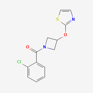 molecular formula C13H11ClN2O2S B2360107 (2-Chlorophenyl)(3-(thiazol-2-yloxy)azetidin-1-yl)methanone CAS No. 1705500-33-9
