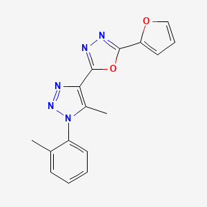 molecular formula C16H13N5O2 B2360114 2-(2-furyl)-5-[5-methyl-1-(2-methylphenyl)-1H-1,2,3-triazol-4-yl]-1,3,4-oxadiazole CAS No. 950230-13-4