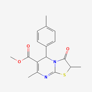 B2360117 methyl 2,7-dimethyl-5-(4-methylphenyl)-3-oxo-2,3-dihydro-5H-[1,3]thiazolo[3,2-a]pyrimidine-6-carboxylate CAS No. 620157-47-3