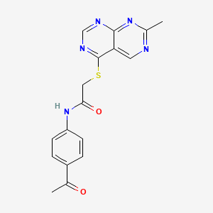 molecular formula C17H15N5O2S B2360177 N-(4-acetylphenyl)-2-((7-methylpyrimido[4,5-d]pyrimidin-4-yl)thio)acetamide CAS No. 1251585-14-4