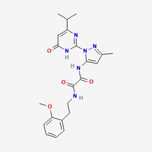 molecular formula C22H26N6O4 B2360181 N1-(1-(4-isopropyl-6-oxo-1,6-dihydropyrimidin-2-yl)-3-methyl-1H-pyrazol-5-yl)-N2-(2-methoxyphenethyl)oxalamide CAS No. 1013984-92-3
