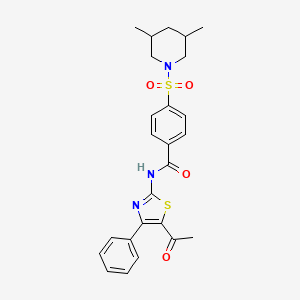 molecular formula C25H27N3O4S2 B2360213 N-(5-acetyl-4-phenyl-1,3-thiazol-2-yl)-4-[(3,5-dimethylpiperidin-1-yl)sulfonyl]benzamide CAS No. 361167-50-2