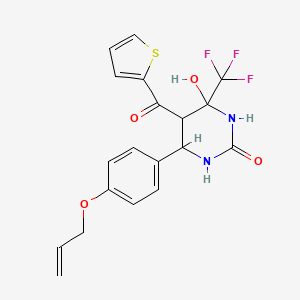 molecular formula C19H17F3N2O4S B2360244 6-(4-(allyloxy)phenyl)-4-hydroxy-5-(thiophene-2-carbonyl)-4-(trifluoromethyl)tetrahydropyrimidin-2(1H)-one CAS No. 474257-40-4