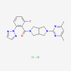 molecular formula C21H23ClFN7O B2360265 Seltorexant hydrochloride 