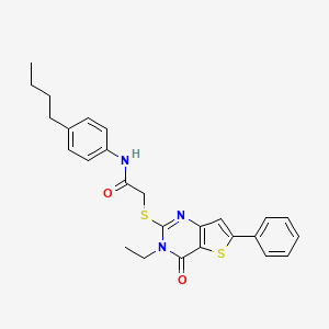 molecular formula C26H27N3O2S2 B2360276 N-(4-butylphenyl)-2-({3-ethyl-4-oxo-6-phenyl-3H,4H-thieno[3,2-d]pyrimidin-2-yl}sulfanyl)acetamide CAS No. 1185114-79-7