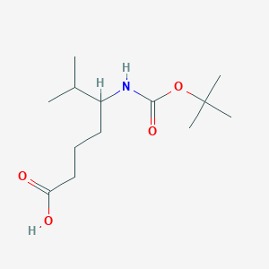 molecular formula C13H25NO4 B2360277 6-Methyl-5-[(2-methylpropan-2-yl)oxycarbonylamino]heptanoic acid CAS No. 2353777-70-3