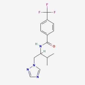 molecular formula C15H17F3N4O B2360291 N-(3-methyl-1-(1H-1,2,4-triazol-1-yl)butan-2-yl)-4-(trifluoromethyl)benzamide CAS No. 2034519-29-2