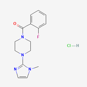 molecular formula C15H18ClFN4O B2360293 (2-fluorophenyl)(4-(1-methyl-1H-imidazol-2-yl)piperazin-1-yl)methanone hydrochloride CAS No. 1189954-78-6