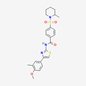 molecular formula C24H27N3O4S2 B2360297 N-(4-(4-methoxy-3-methylphenyl)thiazol-2-yl)-4-((2-methylpiperidin-1-yl)sulfonyl)benzamide CAS No. 683264-08-6