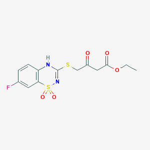 molecular formula C13H13FN2O5S2 B2360302 ethyl 4-[(7-fluoro-1,1-dioxo-4H-1lambda6,2,4-benzothiadiazin-3-yl)sulfanyl]-3-oxobutanoate CAS No. 899977-25-4