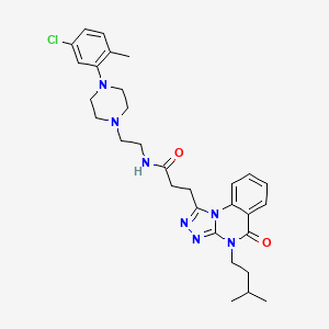 molecular formula C30H38ClN7O2 B2360337 N-{2-[4-(5-chloro-2-methylphenyl)piperazin-1-yl]ethyl}-3-[4-(3-methylbutyl)-5-oxo-4H,5H-[1,2,4]triazolo[4,3-a]quinazolin-1-yl]propanamide CAS No. 902931-97-9
