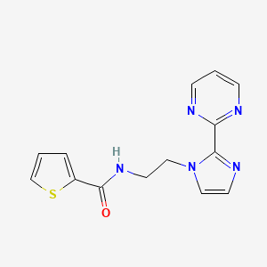 molecular formula C14H13N5OS B2360351 N-(2-(2-(pyrimidin-2-yl)-1H-imidazol-1-yl)ethyl)thiophene-2-carboxamide CAS No. 1797718-34-3