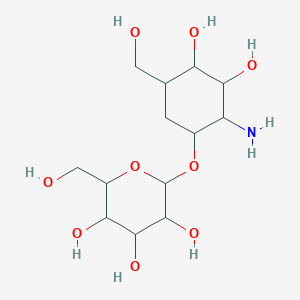 molecular formula C13H25NO9 B236036 2-[2-Amino-3,4-dihydroxy-5-(hydroxymethyl)cyclohexyl]oxy-6-(hydroxymethyl)oxane-3,4,5-triol CAS No. 131063-65-5