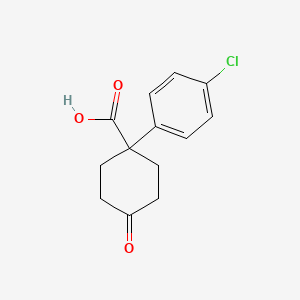 molecular formula C13H13ClO3 B2360372 1-(4-CHLOROPHENYL)-4-OXOCYCLOHEXANECARBOXYLIc acid CAS No. 854446-73-4