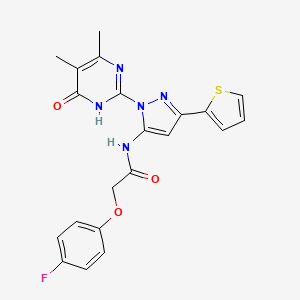 N-(1-(4,5-dimethyl-6-oxo-1,6-dihydropyrimidin-2-yl)-3-(thiophen-2-yl)-1H-pyrazol-5-yl)-2-(4-fluorophenoxy)acetamide