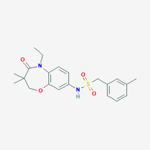 molecular formula C21H26N2O4S B2360401 N-(5-ethyl-3,3-dimethyl-4-oxo-2,3,4,5-tetrahydrobenzo[b][1,4]oxazepin-8-yl)-1-(m-tolyl)methanesulfonamide CAS No. 921991-06-2